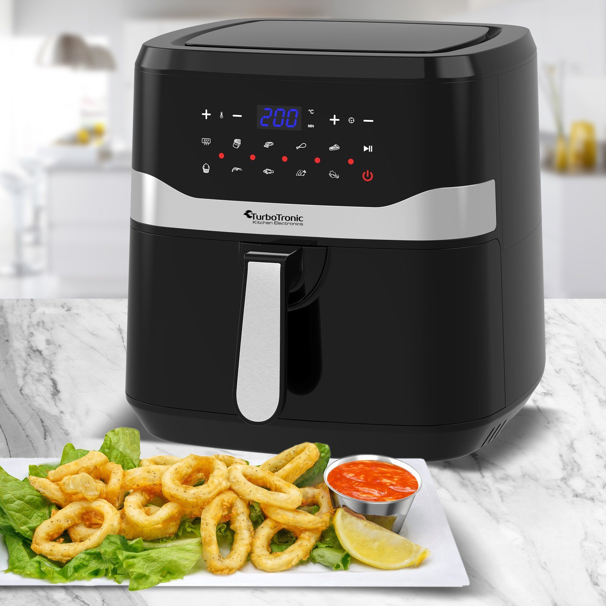 TurboTronic by Z-Line Heißluftfritteuse, 1800 W, Power Camping Retro digital Airfryer AF7D