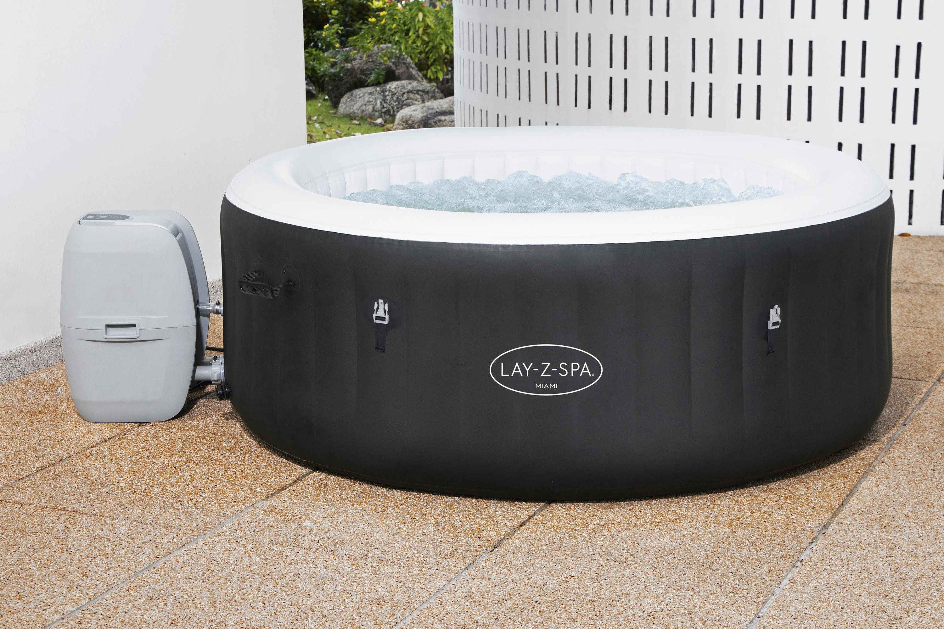 HAF Whirlpool LayZSpa & PureSpa Aufblasbarer Whirlpool Outdoor Bubble Massage Becken, (Komplett Set mit Zubehör, Maße: 180 x 180 x 66cm), In & Outdoor nutzbar