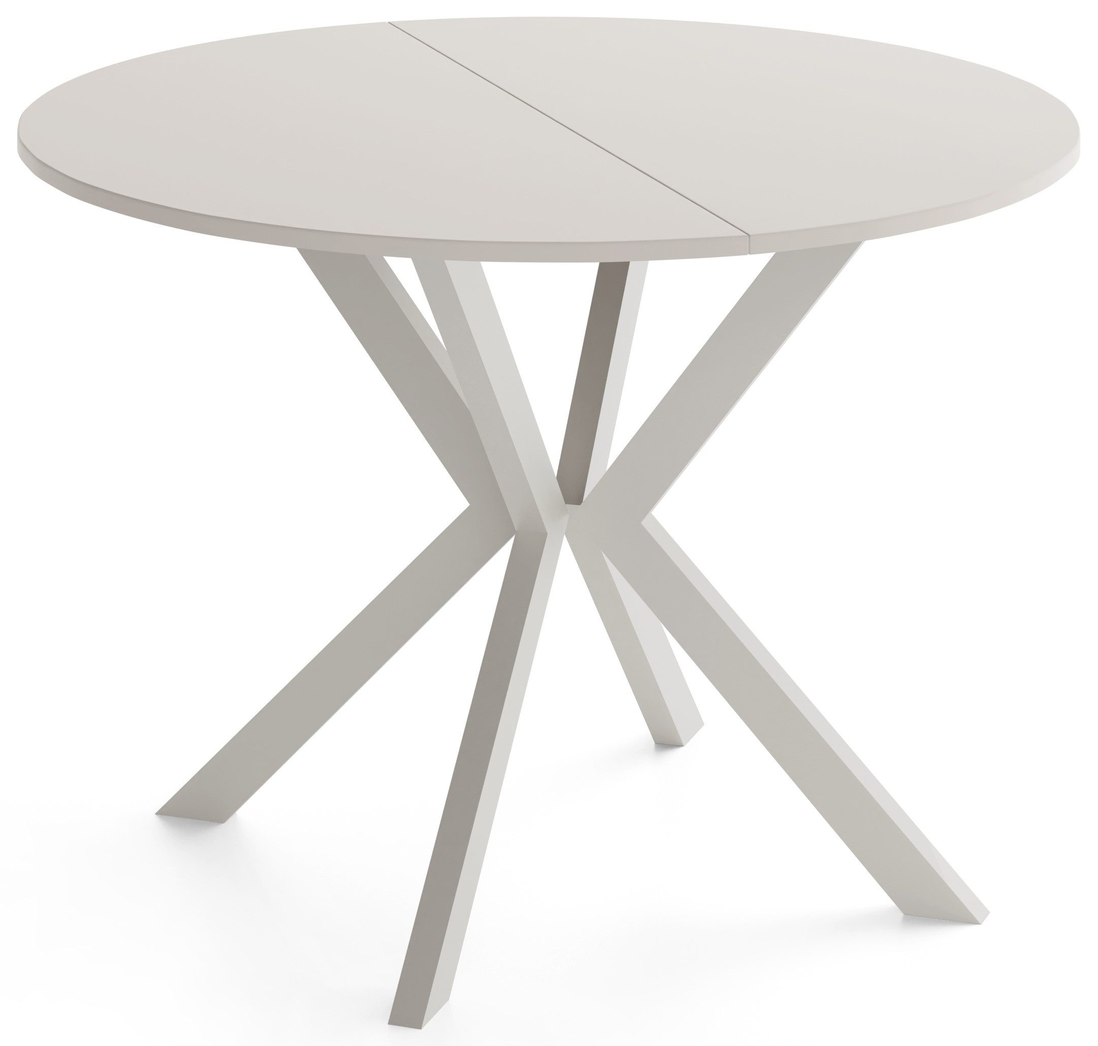 WFL GROUP Esstisch Valio runder Ausziehtisch für Esszimmer mit Metallbeinen in Kaschmir (MADE IN EU, erhältlich in zwei Größen – 90 / 100 cm, ausziehbar auf 130 / 140 cm), ausziehbar, verlängerbar, Holzoptik im modernen Industrial-Stil