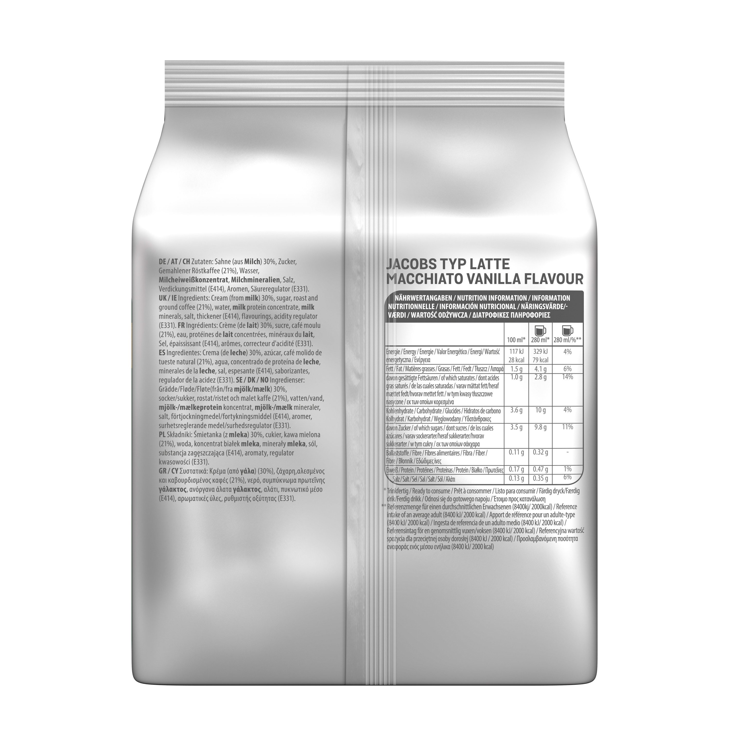 TASSIMO Kaffee Kapseln Jacobs Latte Macchiato Vanilla T Discs 40 Getränke, (Packung, 5er Pack)