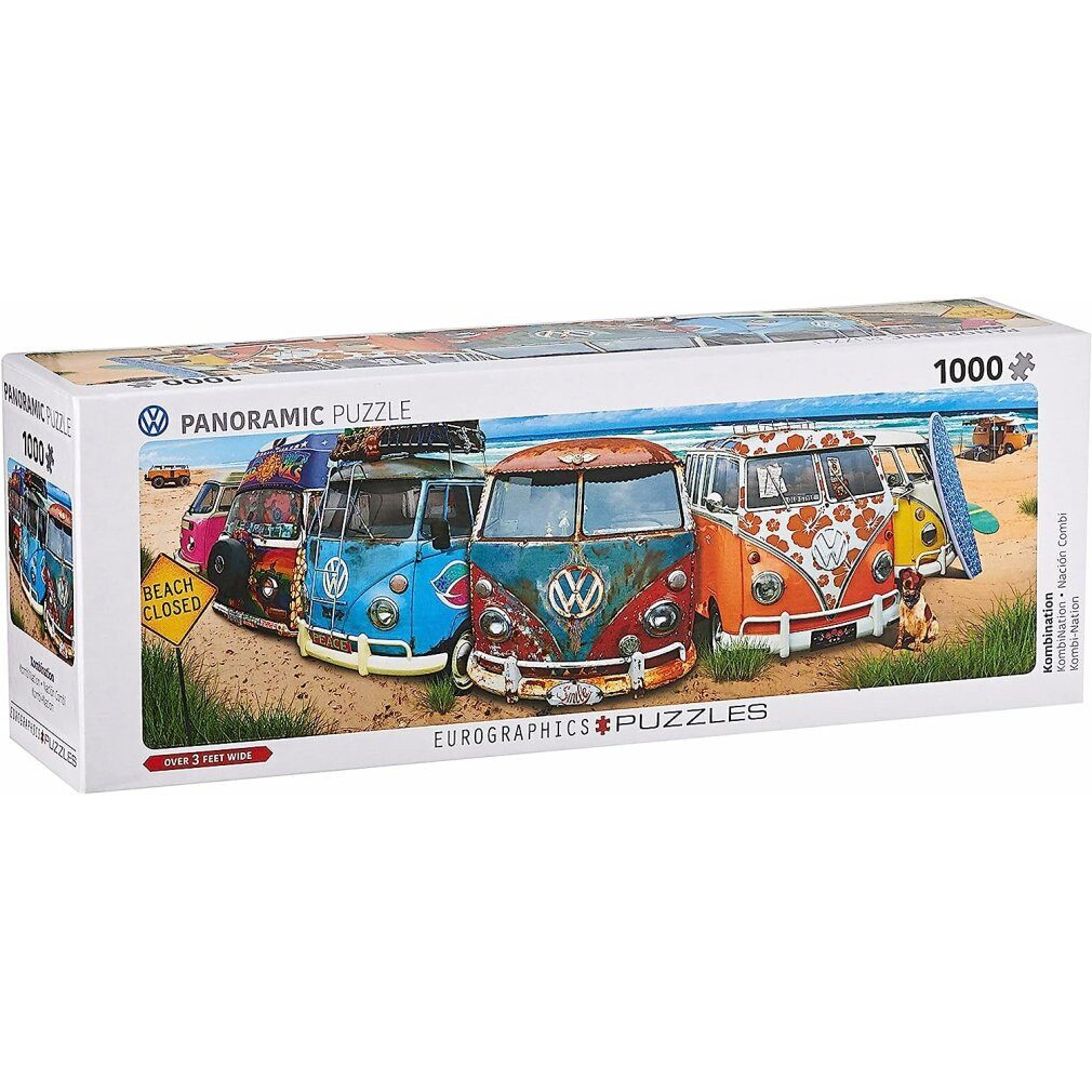 EUROGRAPHICS Puzzle Panoramapuzzle Farbige Busse 1000 Teile, Puzzleteile