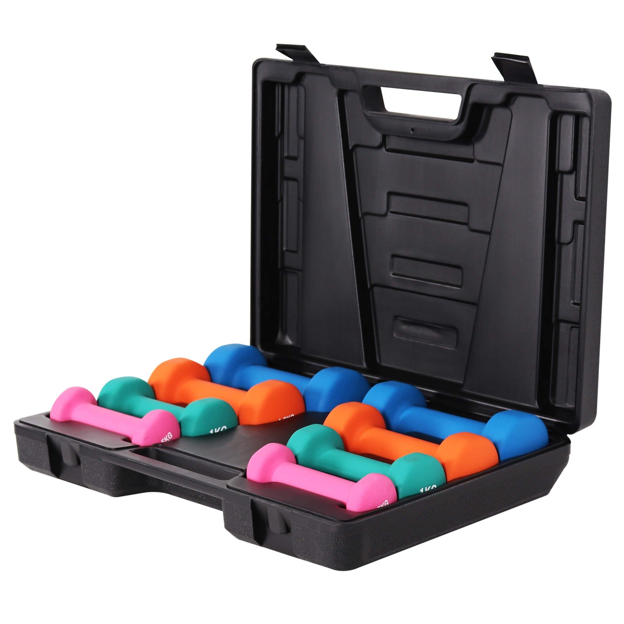 GORILLA SPORTS Hantel-Set Gymnastikhanteln Set - 10kg Gewichte mit Koffer, Neopren - Kurzhanteln, (Set)