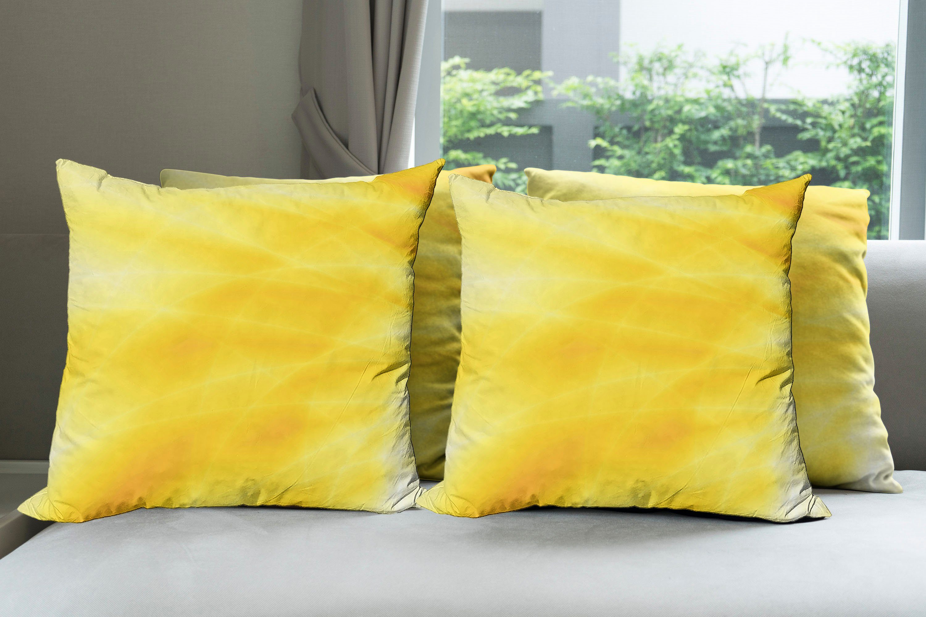 Kissenbezüge (4 Digitaldruck, Sommer Doppelseitiger Gelb Abstrakt Sonne Stück), Accent Abakuhaus Modern