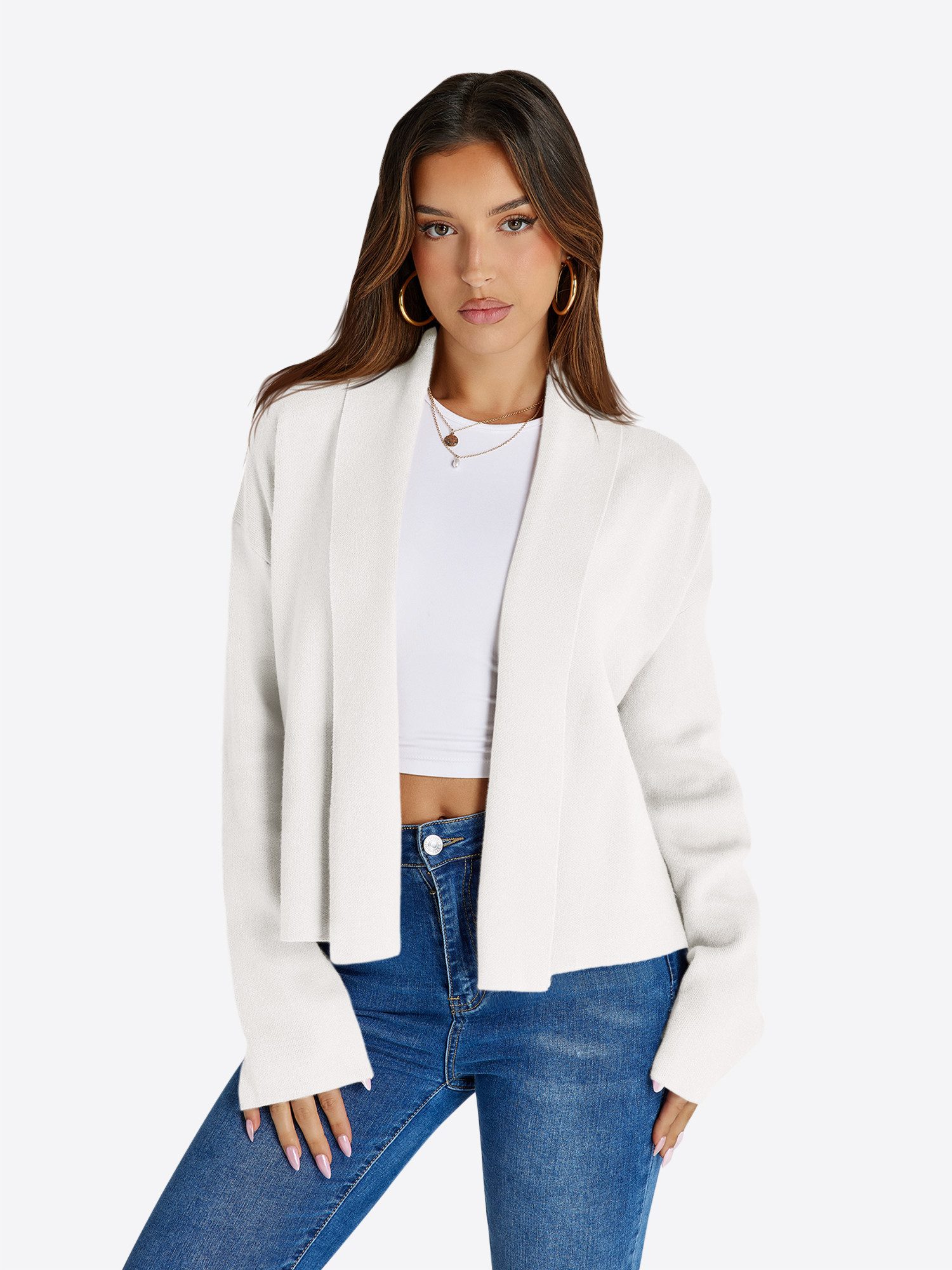 Imily Bela Cardigan Damen Langarm-Strickjacke (Packung, 1-tlg., 1per-Pack) Volltonfarbe