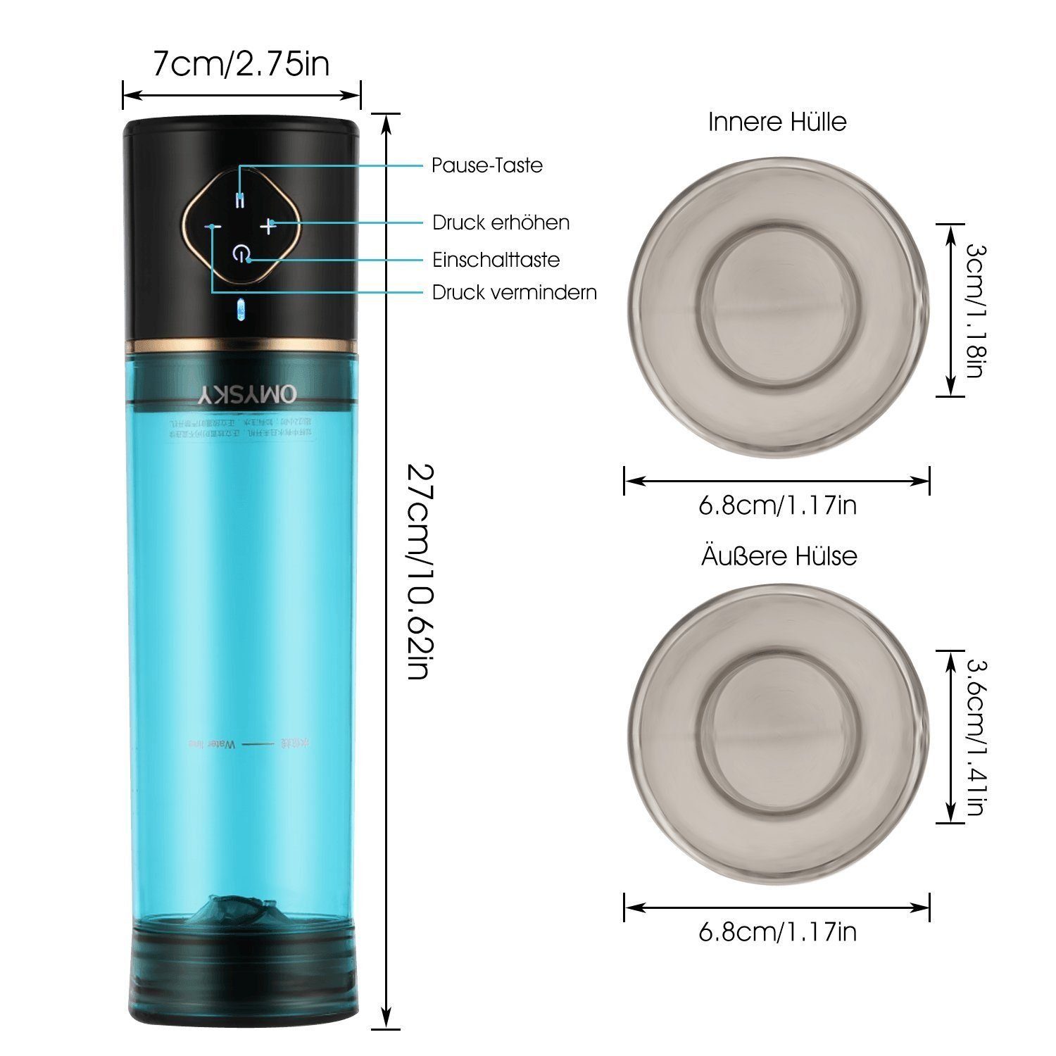 6 Größere Extend LOVONLIVE Penispumpe & Ausdauer Saugstärken Vakuumpumpe Pumpe Elektrische Vibrationsintensitäten, Erektionen mit 6 Trainer für Penispumpe