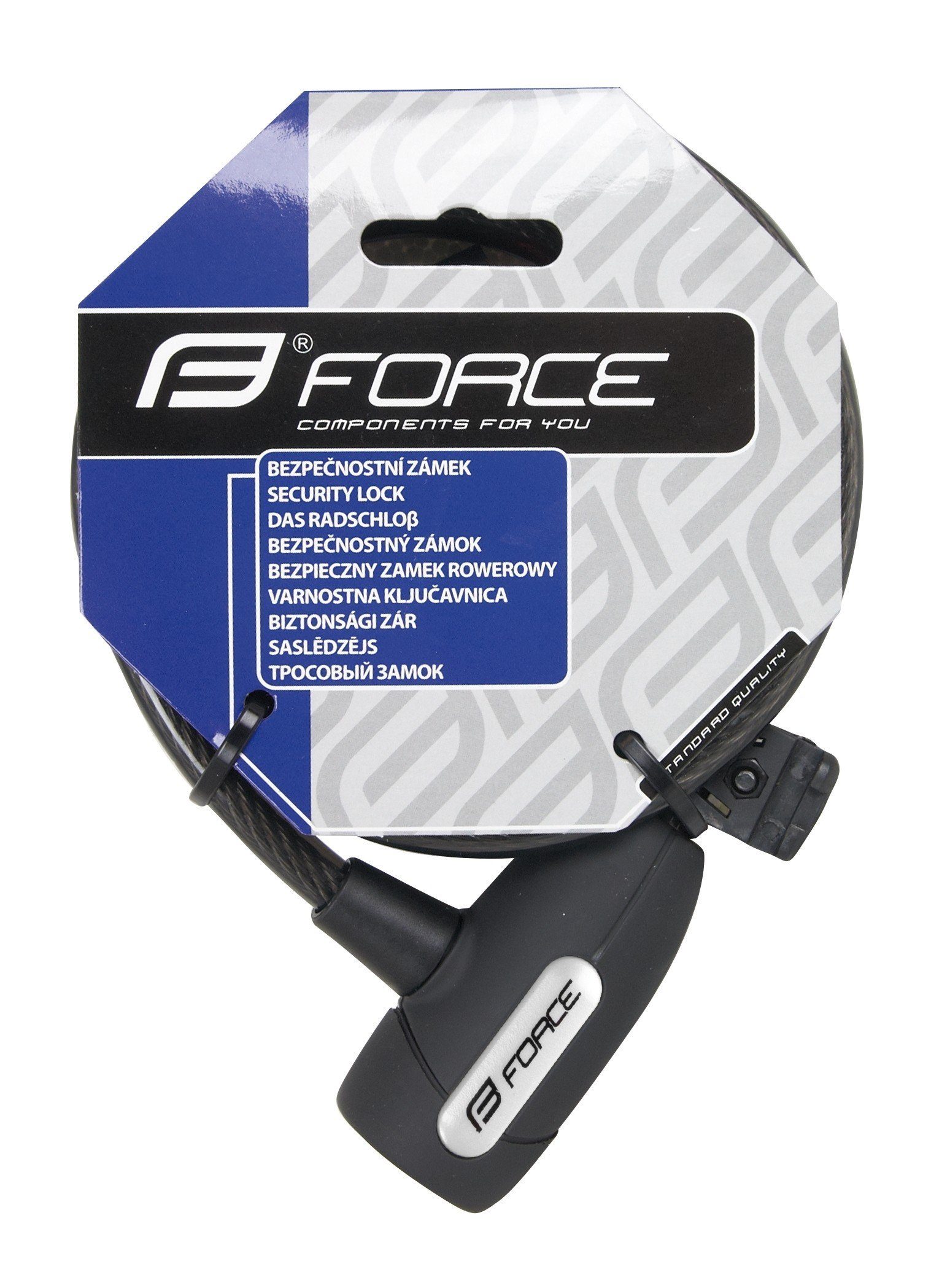 FORCE Seilschloss Schloss Spiralform mit Halter 1,50 m/10mm, schwarz