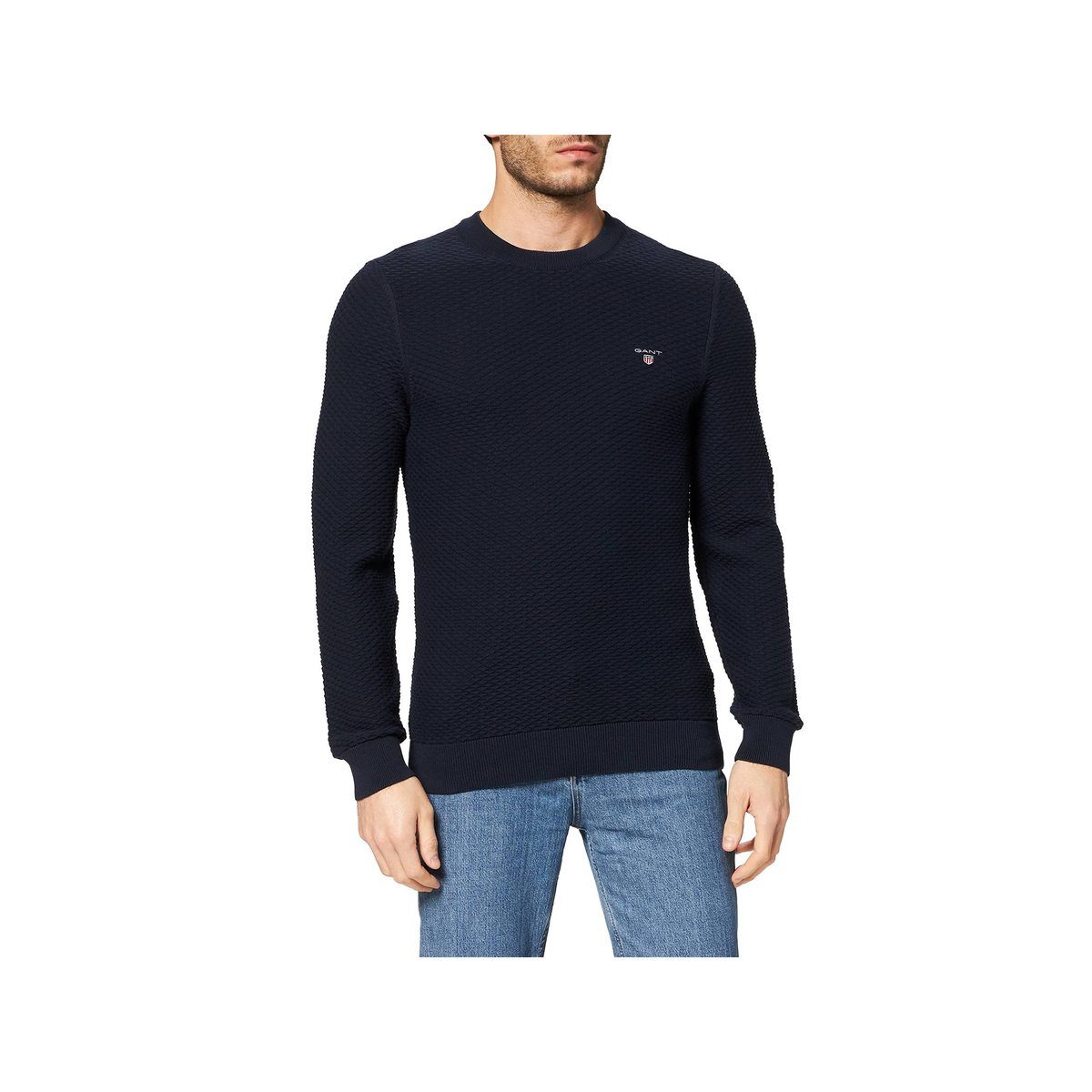 Gant V-Ausschnitt-Pullover blau regular fit (1-tlg)