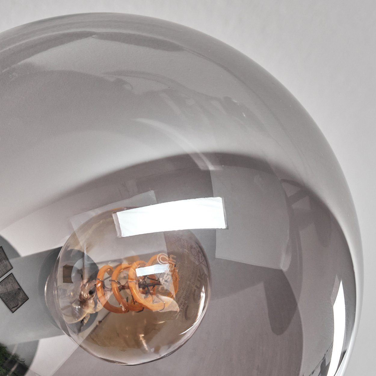 hofstein Deckenleuchte Deckenlampe aus Metall/Glas in Schwarz/Rauchfarben, ohne Leuchtmittel, moderne Leuchte mit Glasschirmen (15 cm), 6 x E14, ohne Leuchtmittel