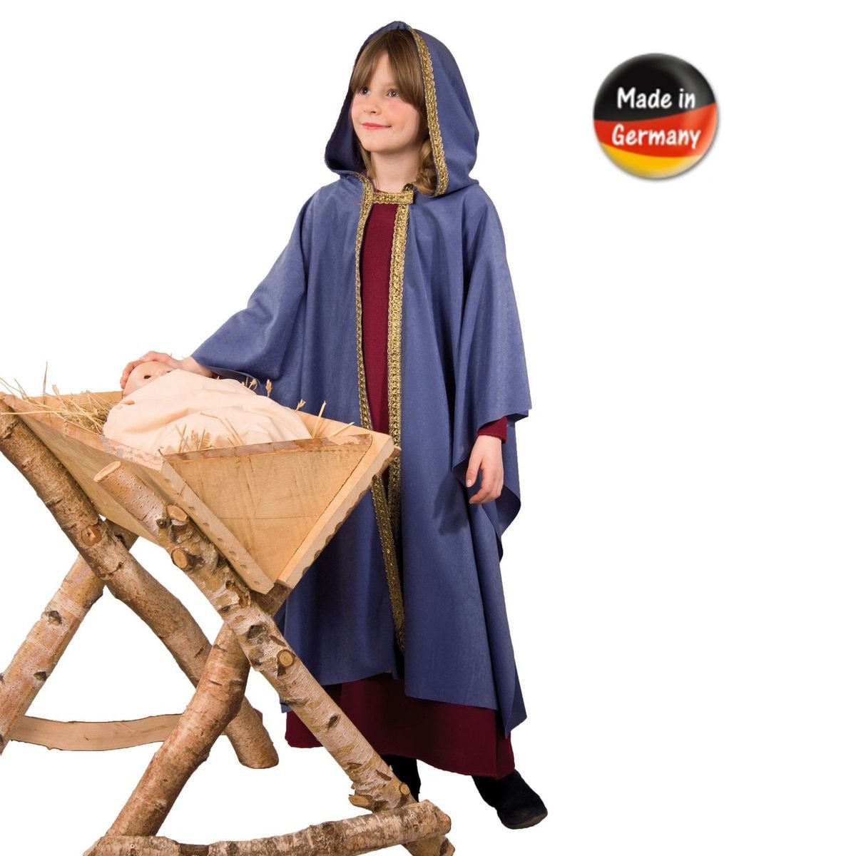 Festartikel Müller GmbH Kostüm Maria für Krippenspiel für Kinder Kleid und Umhang