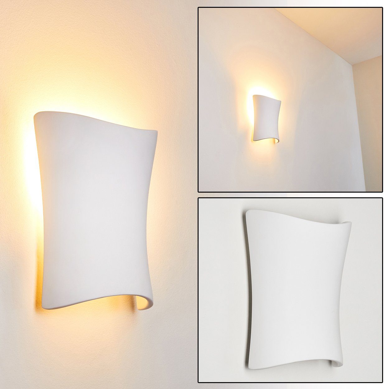 Weiß, Keramik hofstein Wandlampe »Rosate« Down-Effekt, Wandleuchte & handelsüblichen mit aus Leuchtmittel, bemalbar E14, Up in ohne mit Farben
