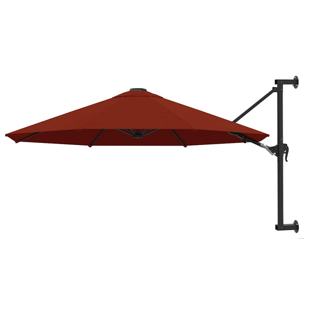 vidaXL Sonnenschirm Sonnenschirm zur Wandmontage mit Metall-Mast 300 cm Terrakotta