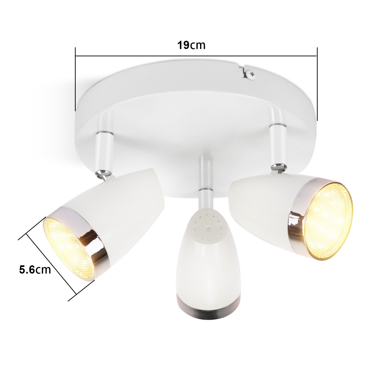 ZMH Deckenstrahler 1/2/3/4 Flammig 4/6/12/16W Deckenlampe schwenkbar 350° Wohnzimmer, LED fest integriert, Warmweiß, Weiß 3000K schwenkbar 350° Deckenspot Flur  – Bild 3 von 5