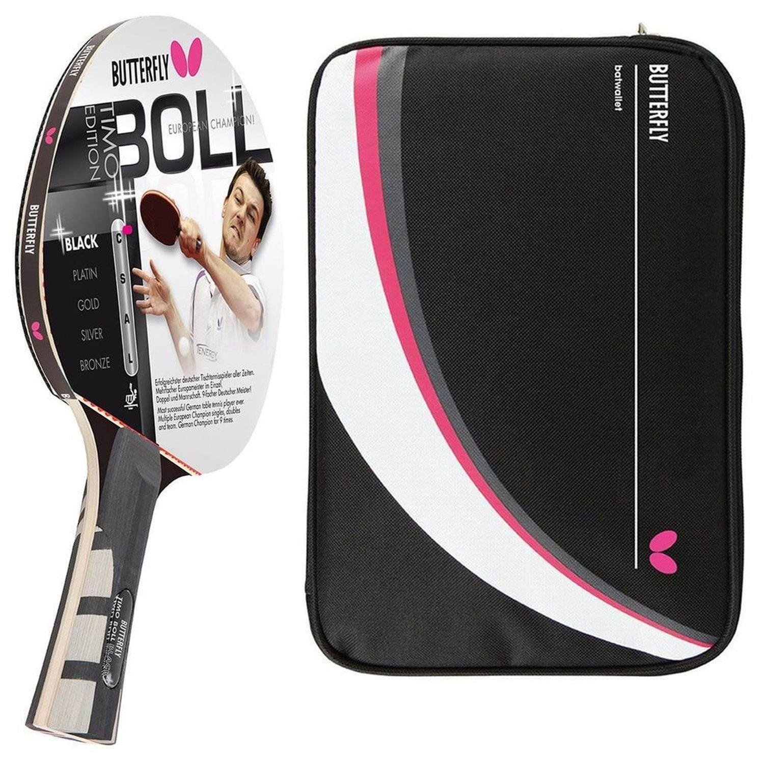 Tischtennisschläger 1x Timo Boll Black 85030 + Drive Case 2