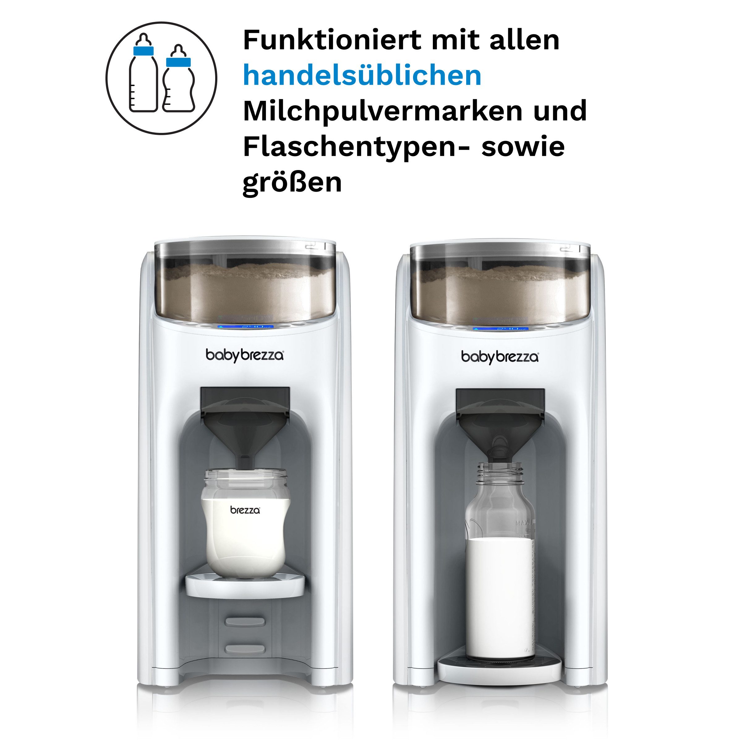Baby Brezza Babyflaschenwärmer Automatischer Flaschenzubereiter mit 2 Milchpulvertrichtern, mischt Wasser und Milchpulver klumpenfrei per Knopfdruck – Bild 4 von 5