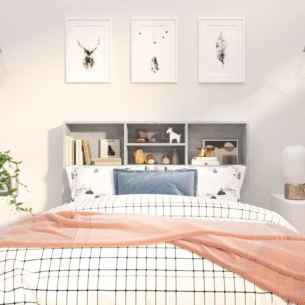 vidaXL Bett Bett-Kopfteil mit Ablagen Betongrau 120x19x103,5 cm (1-tlg)