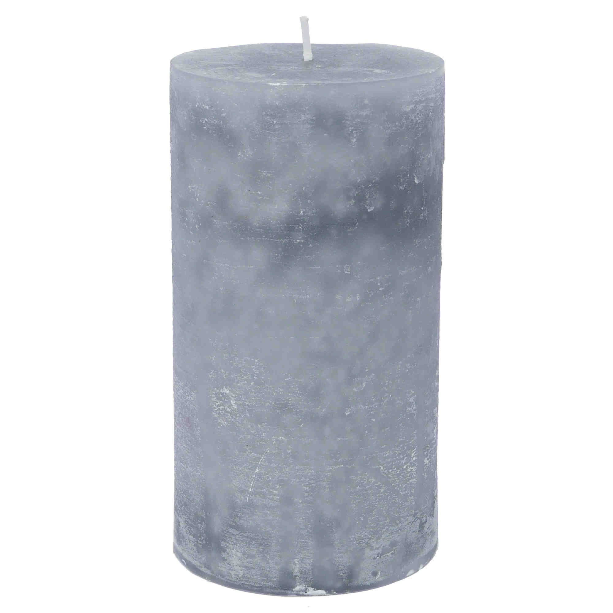 B&S Stumpenkerze Stumpenkerze durchgefärbt frostgrau 15 x Ø 8 cm günstig online kaufen