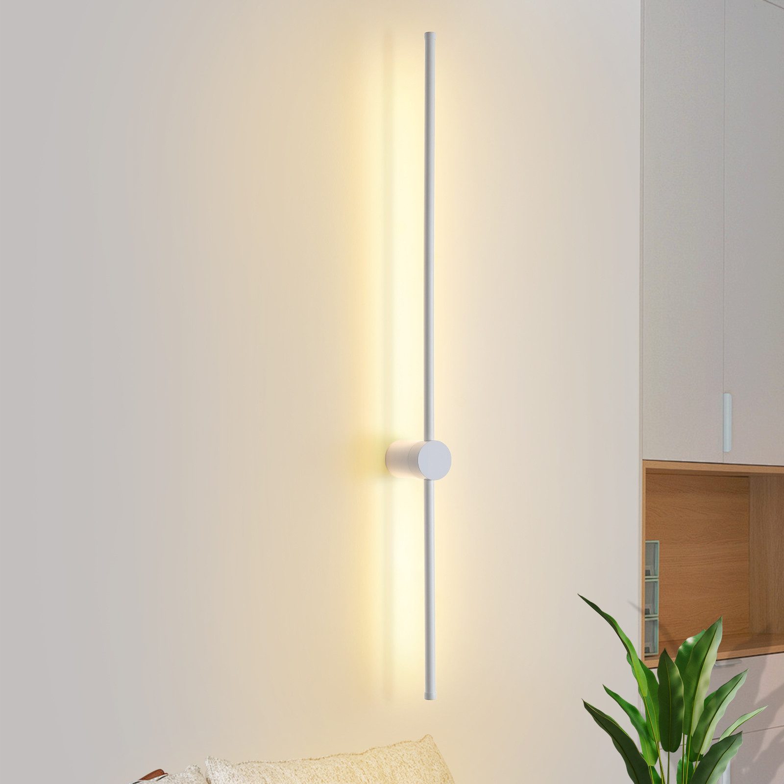 Nettlife LED Wandleuchte Innen Weiß 60/100CM Treppenhauslampe Modern Warmweiß 3000K, Schwenkbar, LED fest integriert, Warmweiß, Bettlampe Wandbeleuchtung für Flur Treppenhaus Schlafzimmer Wohnzimmer