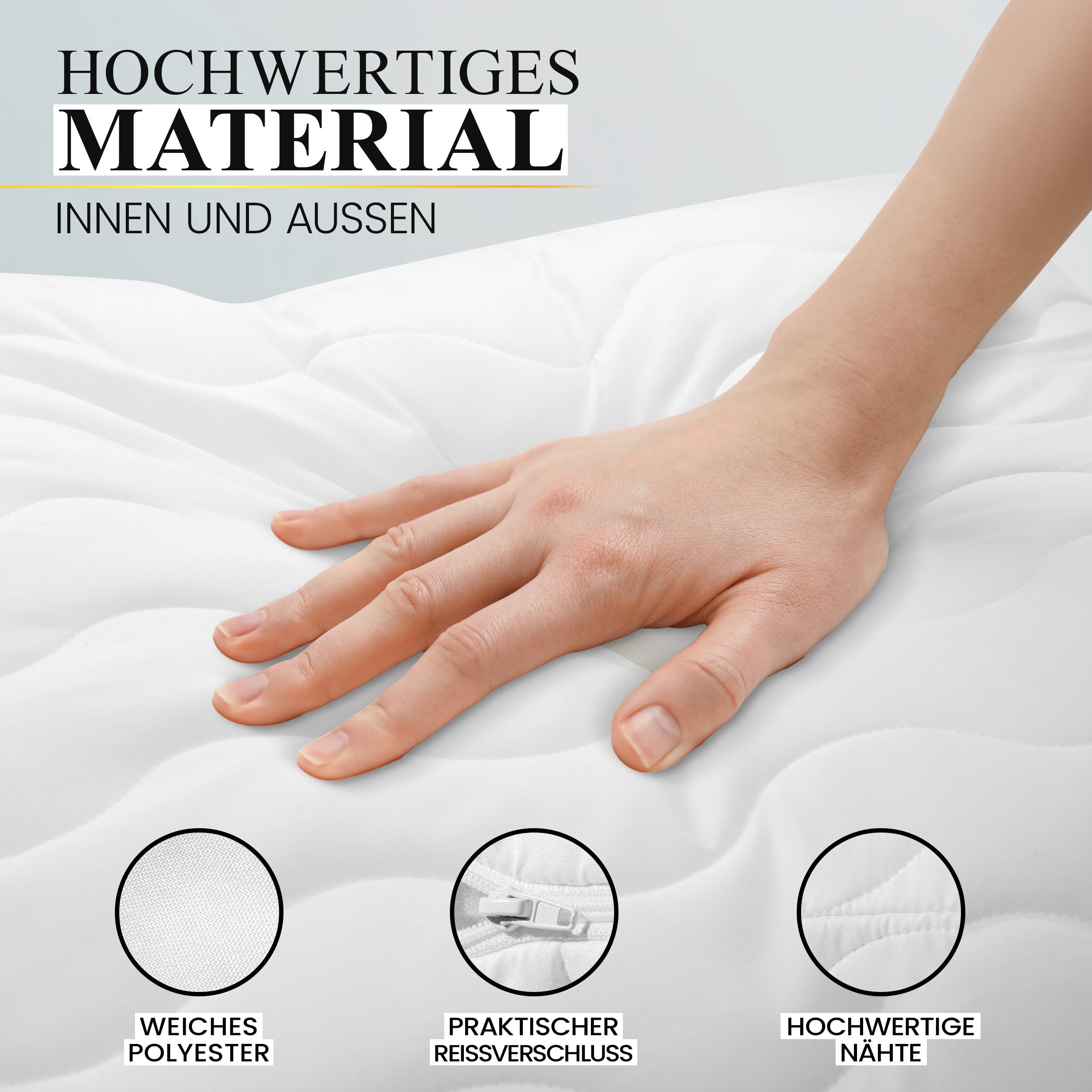 Gentle North Microfaserkissen Hochwertige Kopfkissen in Hotelqualität verschiedene Größen, Füllung: 100% Polyester, Seitschläfer, Rückenschläfer, Seitenschläfer, Bauchschläfer, 1- oder 2-tlg., Reißverschluss für Füllung, waschbar, Made in EU, allergikerfreundlich