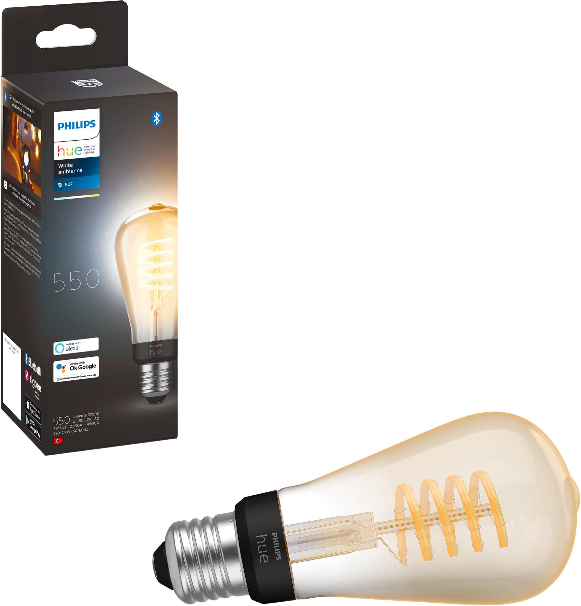 Philips Hue LED-Filament White Ambiance Edison ST64 550lm, E27, 1 St., Farbwechsler