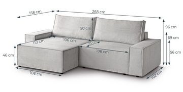 Beautysofa Ecksofa komfortable Zimmerecke San Remo mit gestreiftem Stoff