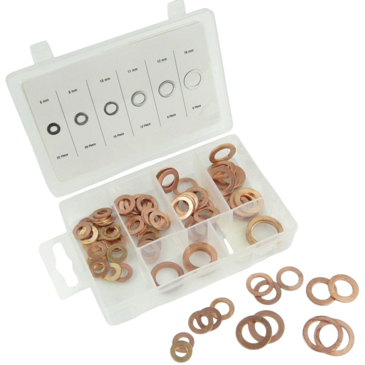 Benson Tools Dichtungsring Sortiment Kupferringe 80tlg. Kupferdichtringe Kupfer Sortimentsbox (80-St), verschieden sortiert
