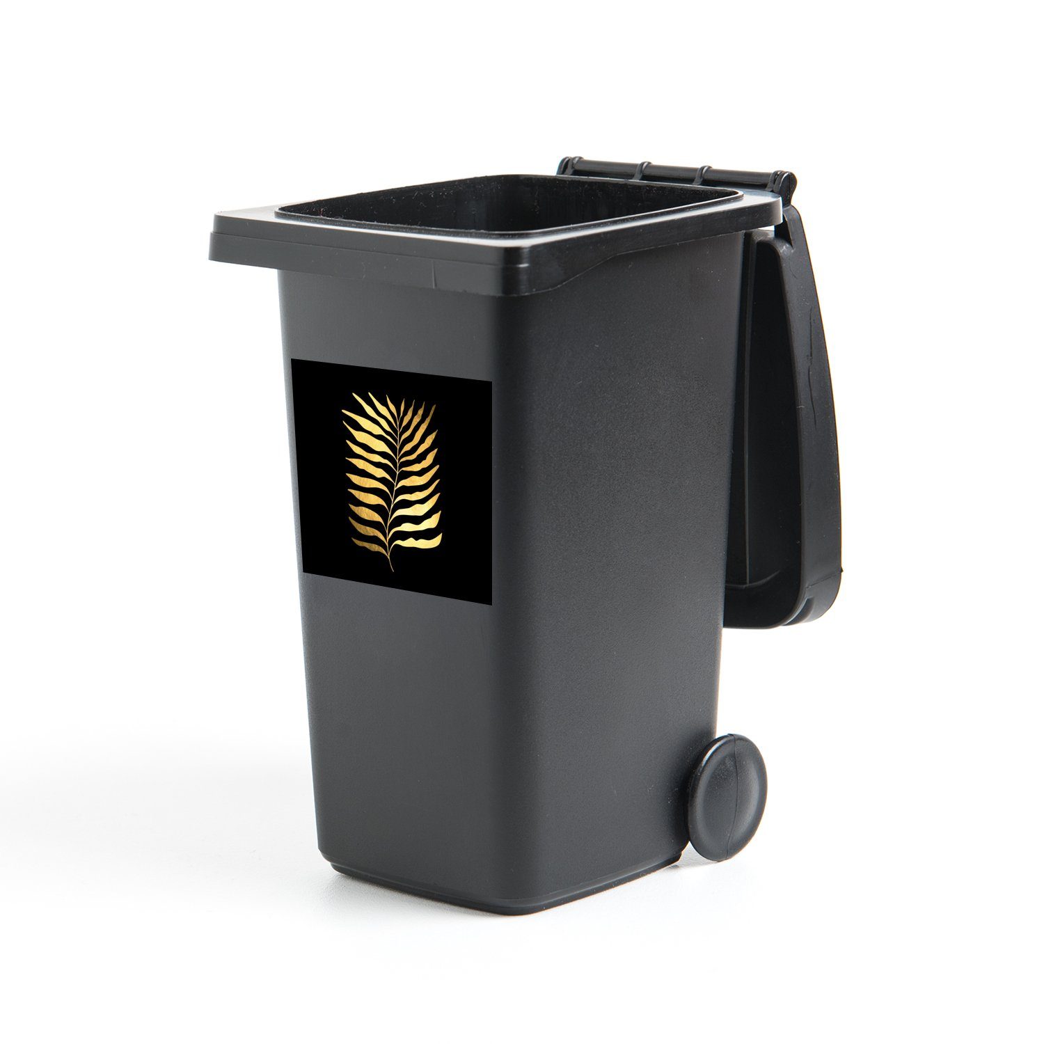 (1 Luxus Gold Design MuchoWow St), - Wandsticker Blätter - Sticker, - Container, Mülleimer-aufkleber, Natur Mülltonne, - Abfalbehälter