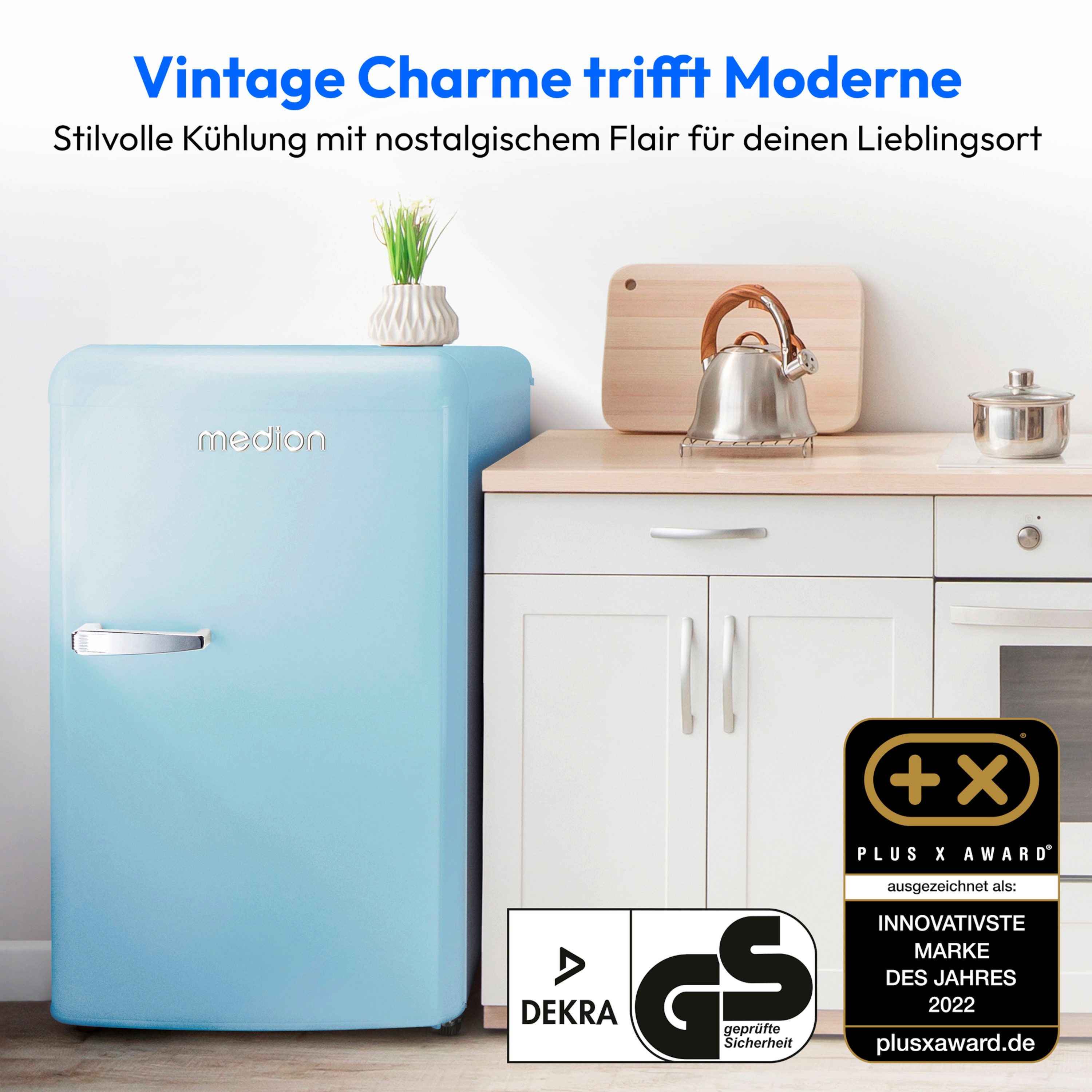 Medion® Kühlschrank MD37800, 91 cm hoch, 48 cm breit, 91 Liter Kühlraum, 38 dB, höhenverstellbare Füße, Kältemittel: R600a