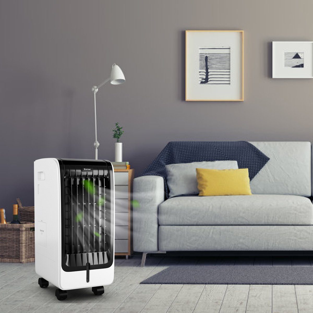 COSTWAY Ventilatorkombigerät Luftkühler, 3in1, inkl. 6L, 8H Timer, 2 Kühlakkus