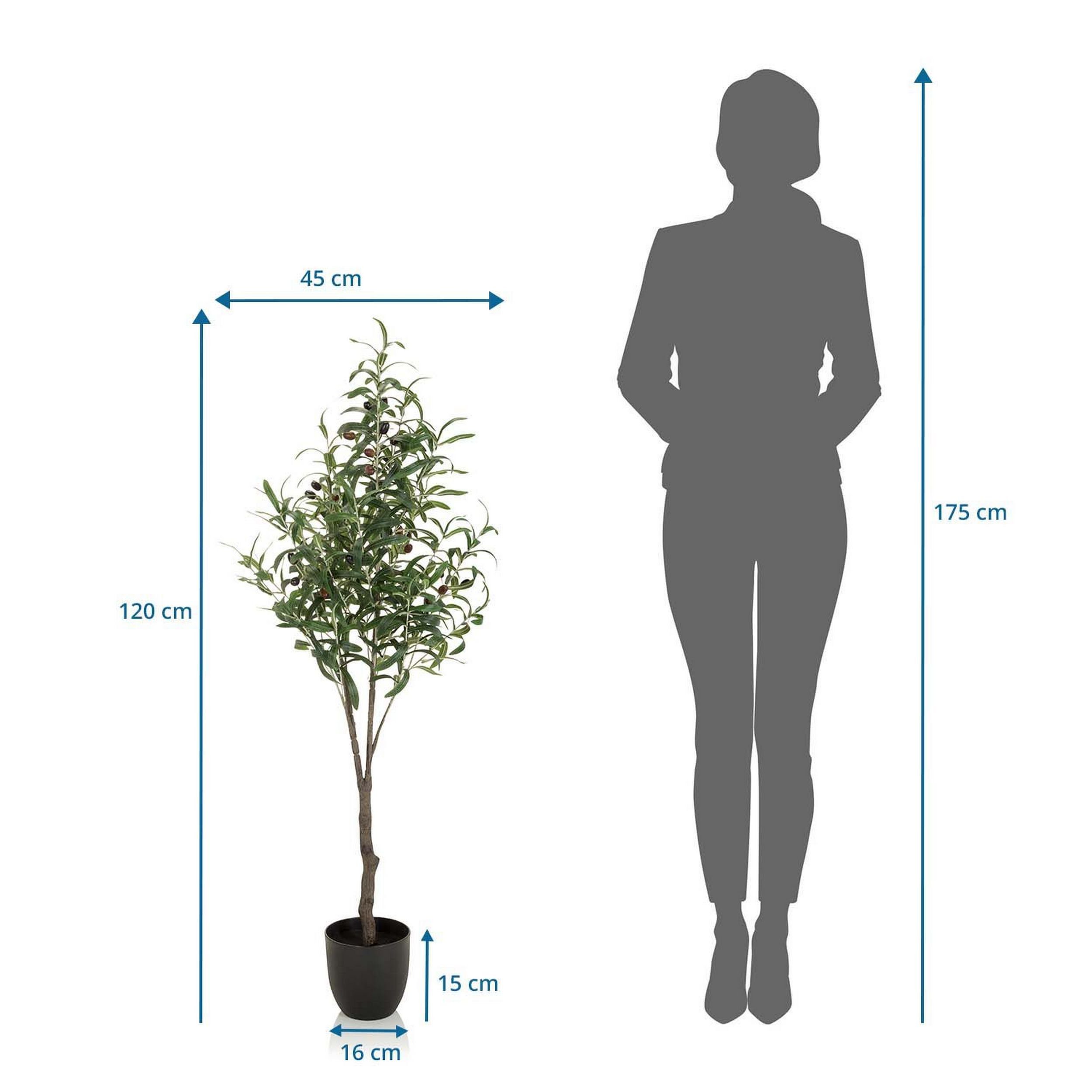 für Kunstpflanze: / innen- 120 und Höhe bümö, Olive Zimmerpflanze außen cm, Olivenbaum Deko Künstliche Pflanzen,