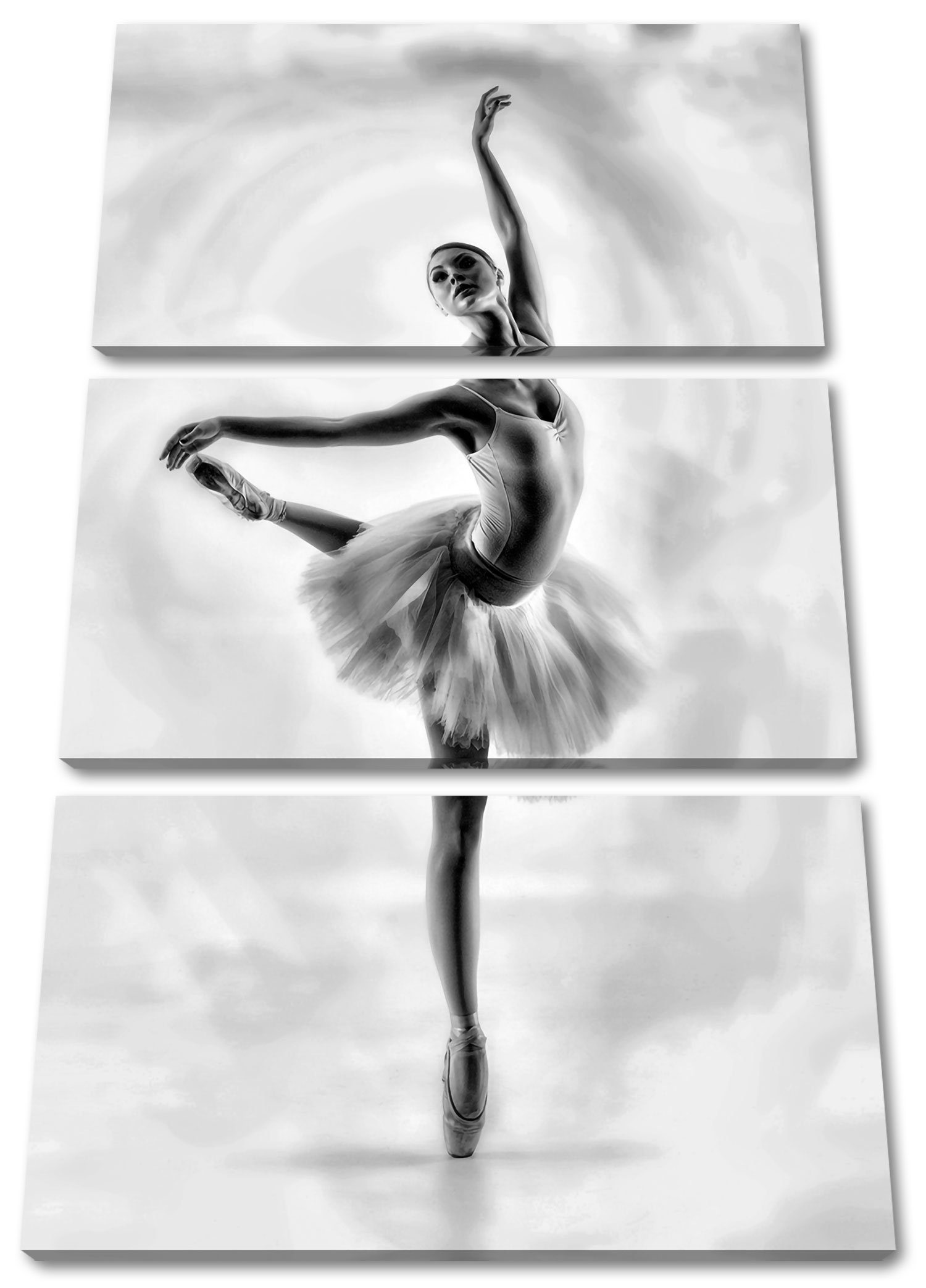 Pixxprint Leinwandbild Ästhetische Ballerina, Ästhetische Ballerina 3Teiler (120x80cm) (1 St), Leinwandbild fertig bespannt, inkl. Zackenaufhänger