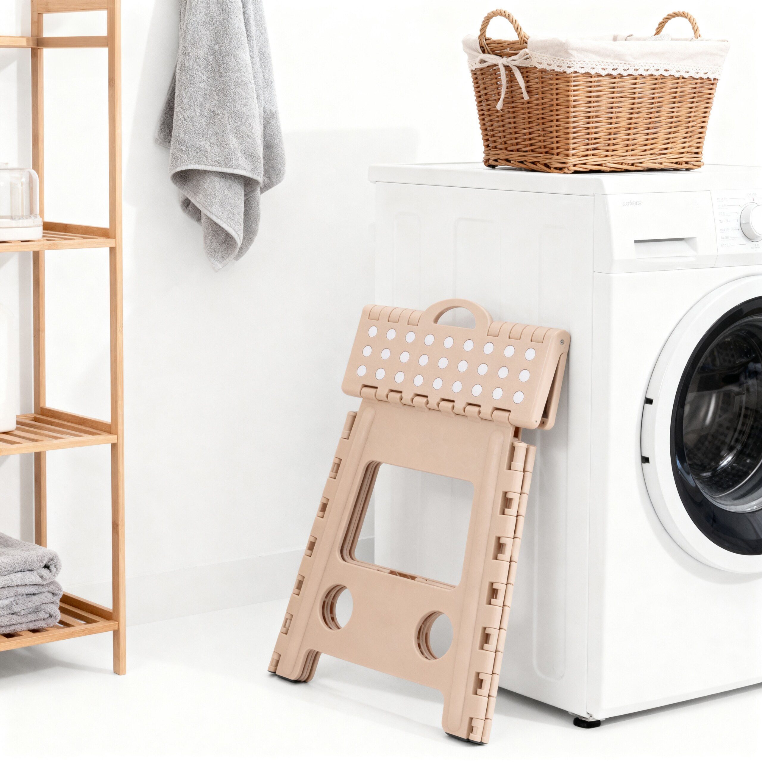 relaxdays Tritthocker Klapphocker faltbar XL, Beige