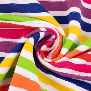 SCHÖNER LEBEN. Stoff French Terry Sommersweat Meterware Rainbow Stripe Streifen Regenbogenf, allergikergeeignet