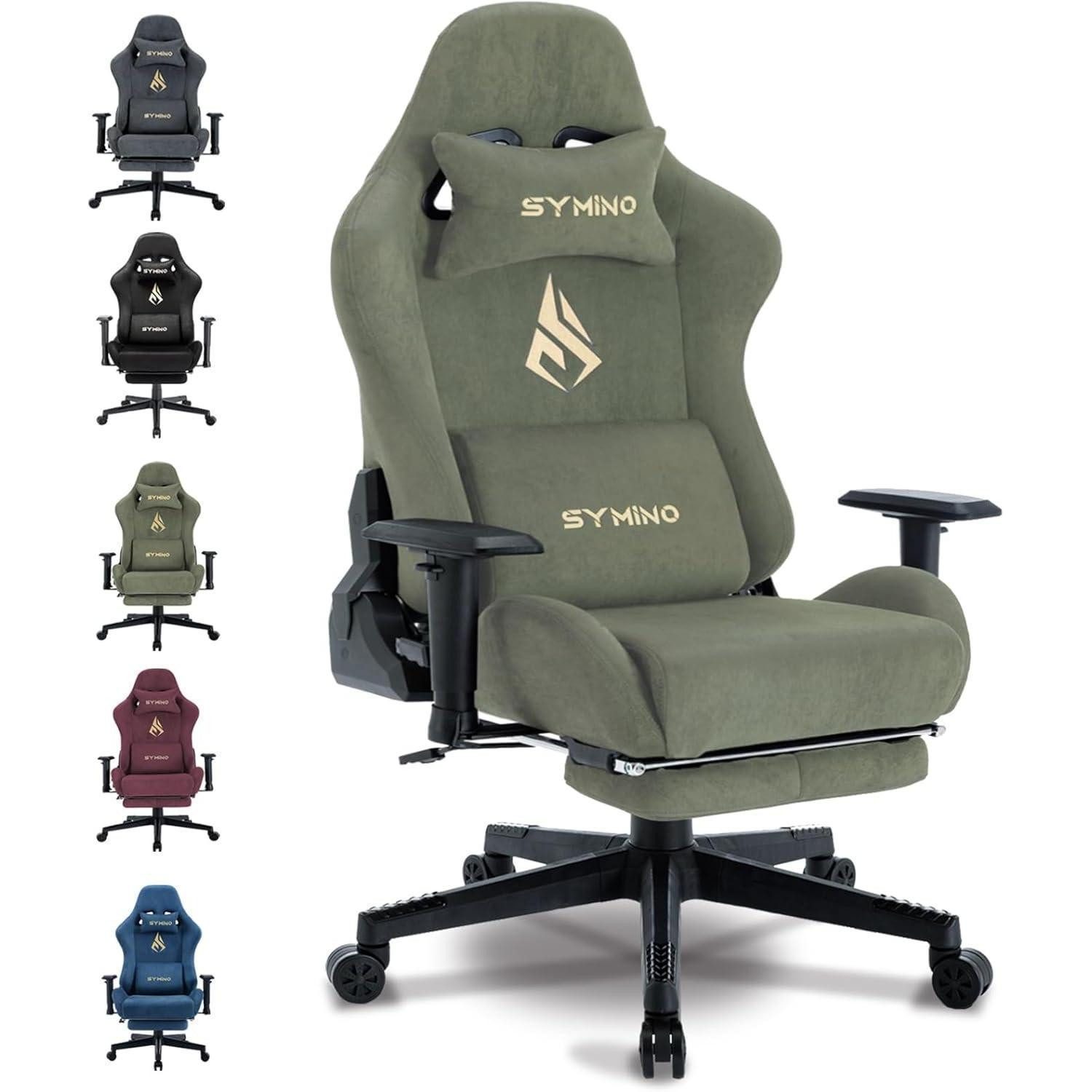LuxusKollektion Gaming-Stuhl Symino Gaming Stuhl Atmungsaktiv Hochwertiger Stoff Grün Ergonomisch