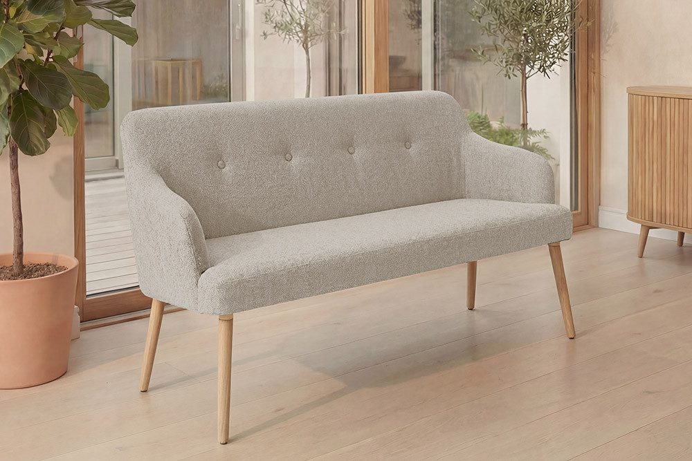 riess-ambiente Polsterbank SCANDINAVIA MEISTERSTÜCK 115cm beige/natur - Massivholz, mit Armlehne (Einzelartikel, 1-St), Nordische Sitzbank - ideal für Esstisch, Küche oder Wohnbereich