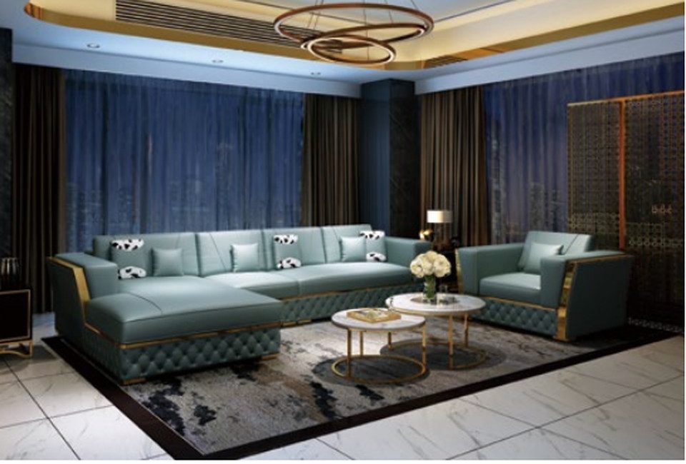 Xlmoebel Ecksofa Neues Ledersofa Set in moderner L-Form mit Wohnlandschaft und Sessel, Hergestellt in Europa