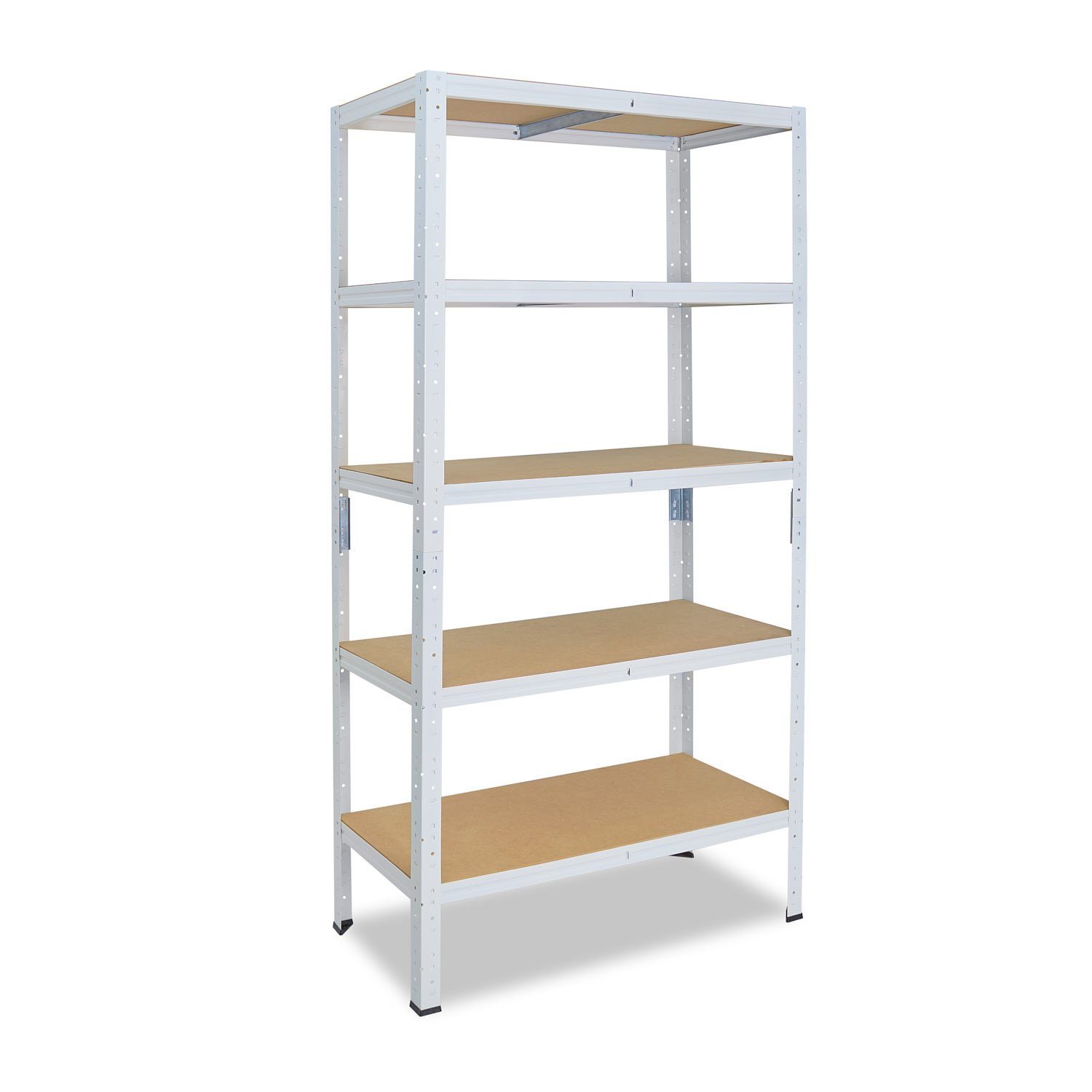 shelfplaza Schwerlastregal HOME, 230x100x30cm weiß, Metallregal mit 5 Böden, als Kellerregal, Garagenregal, Werkstattregal oder Lagerregal, Steckregal Metall mit 175kg Tragkraft