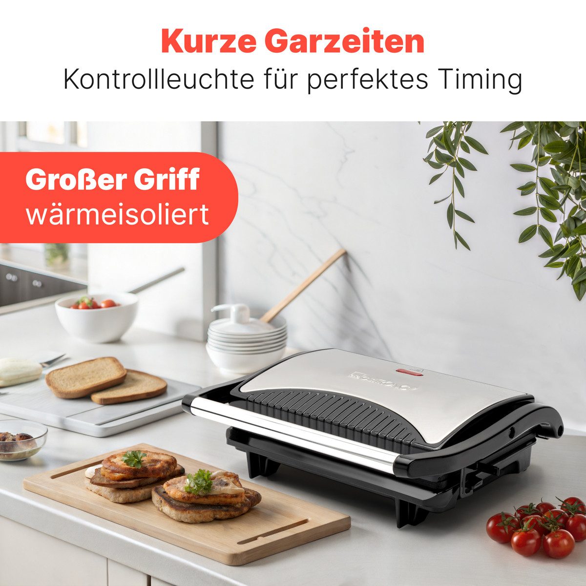 CLATRONIC Kontaktgrill MG 3519, Kontaktgrill, beidseitiges Grillen, 700W