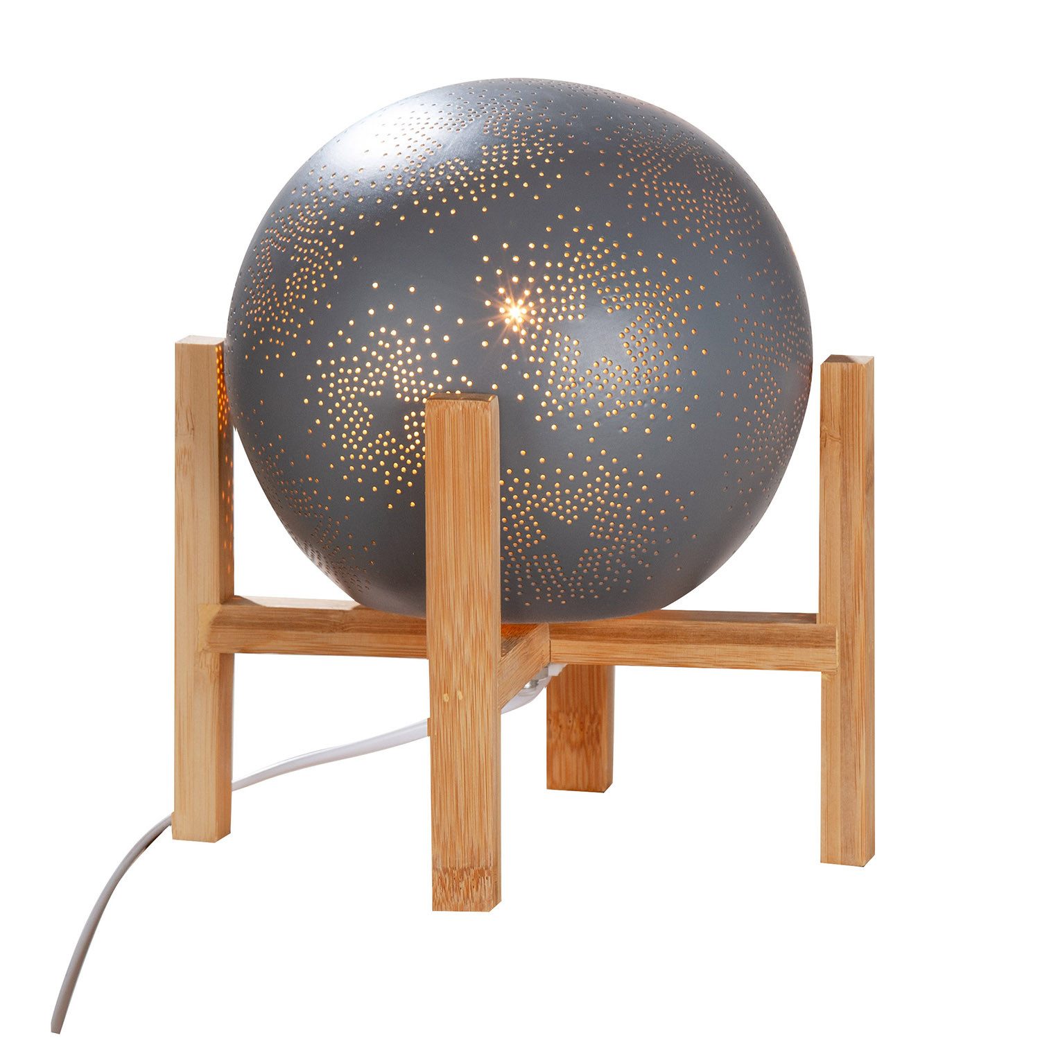 GILDE Tischleuchte PRICKELSTERN Tischleuchte - grau - Porzellan - Höhe 24cm x Ø 21,5cm, Tischlampe - Schreibtischlampe - Nachttischlampe