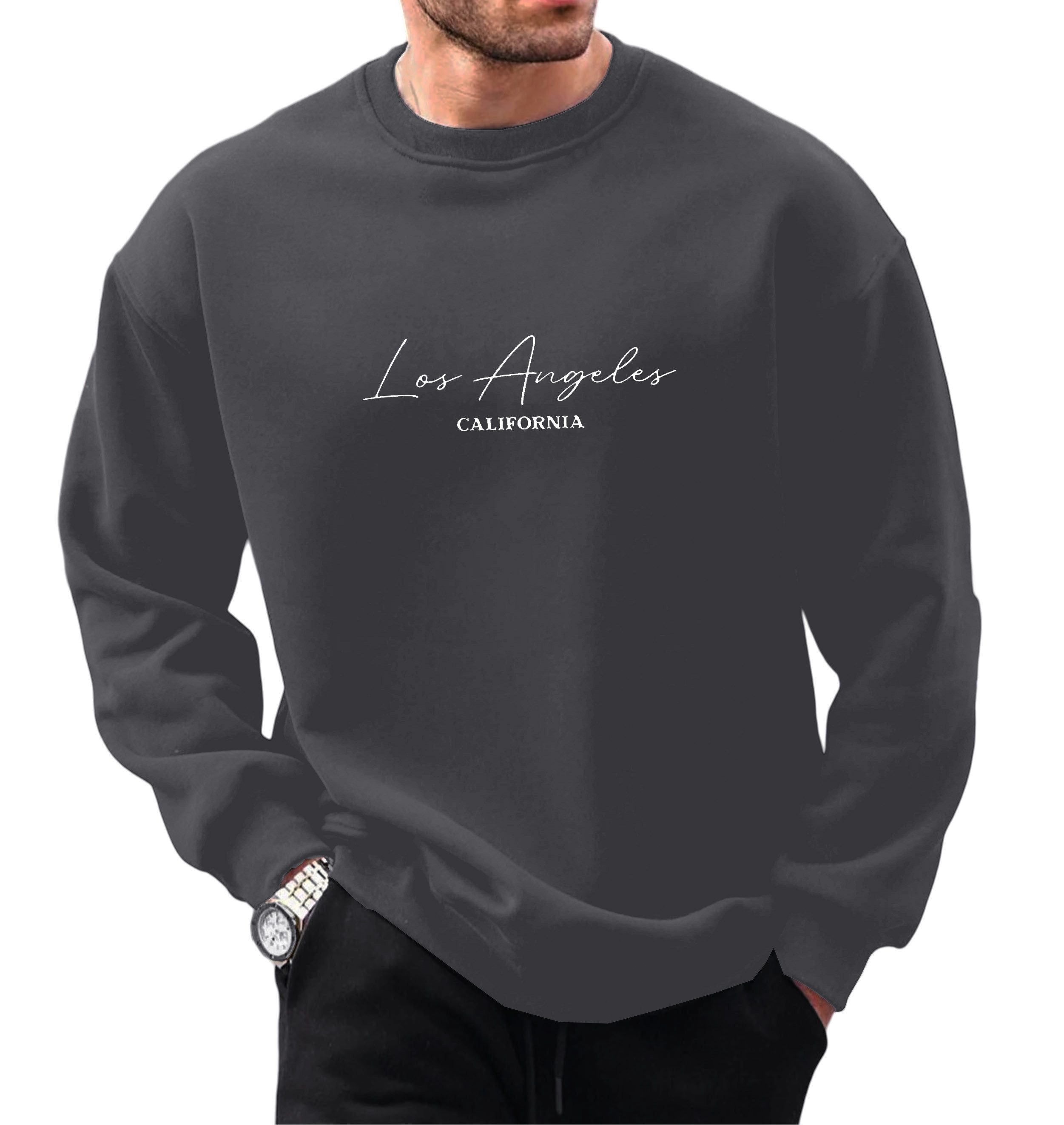 RMK Rundhalspullover Herren Пуловеры Langarmshirt Sweatshirt Pulli Loose Fit Oversize Los Angeles LA