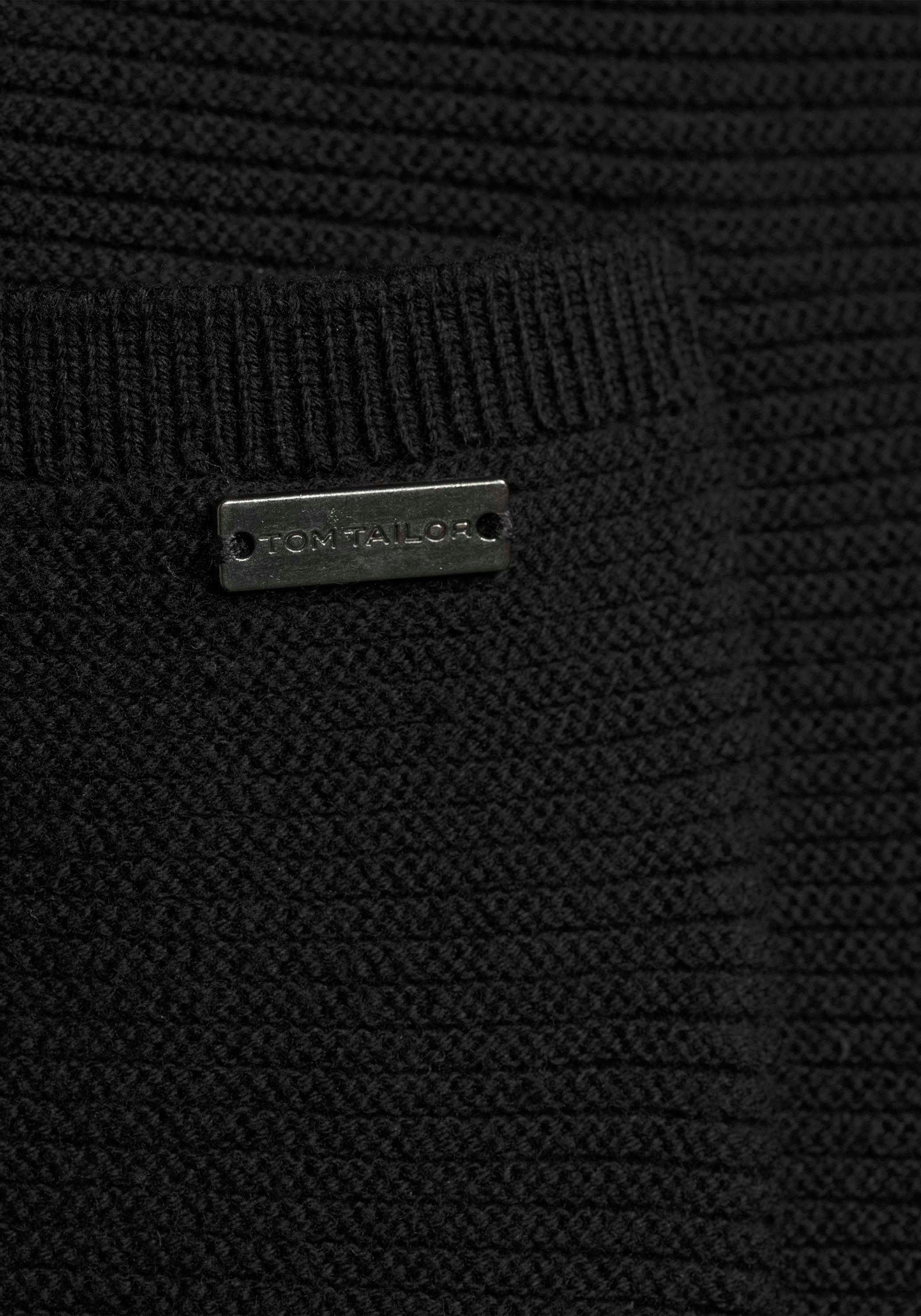 Rippstrick TOM mit aus TAILOR Longstrickjacke aufgesetzten Taschen schwarz