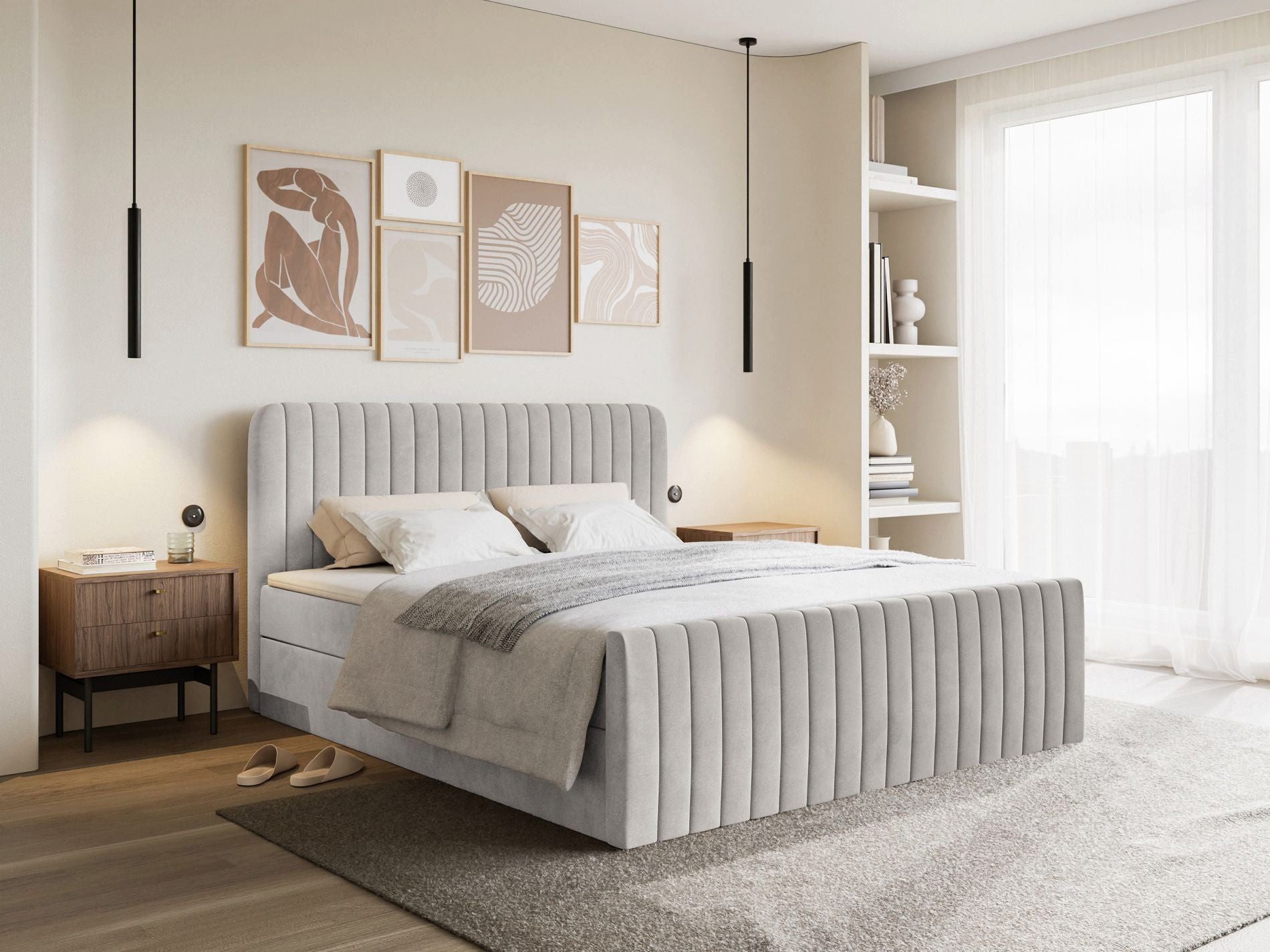 Selsey Boxbett SALIANO, Polsterbett mit Bettkasten, Matratze & Topper, Samt oder Chenille