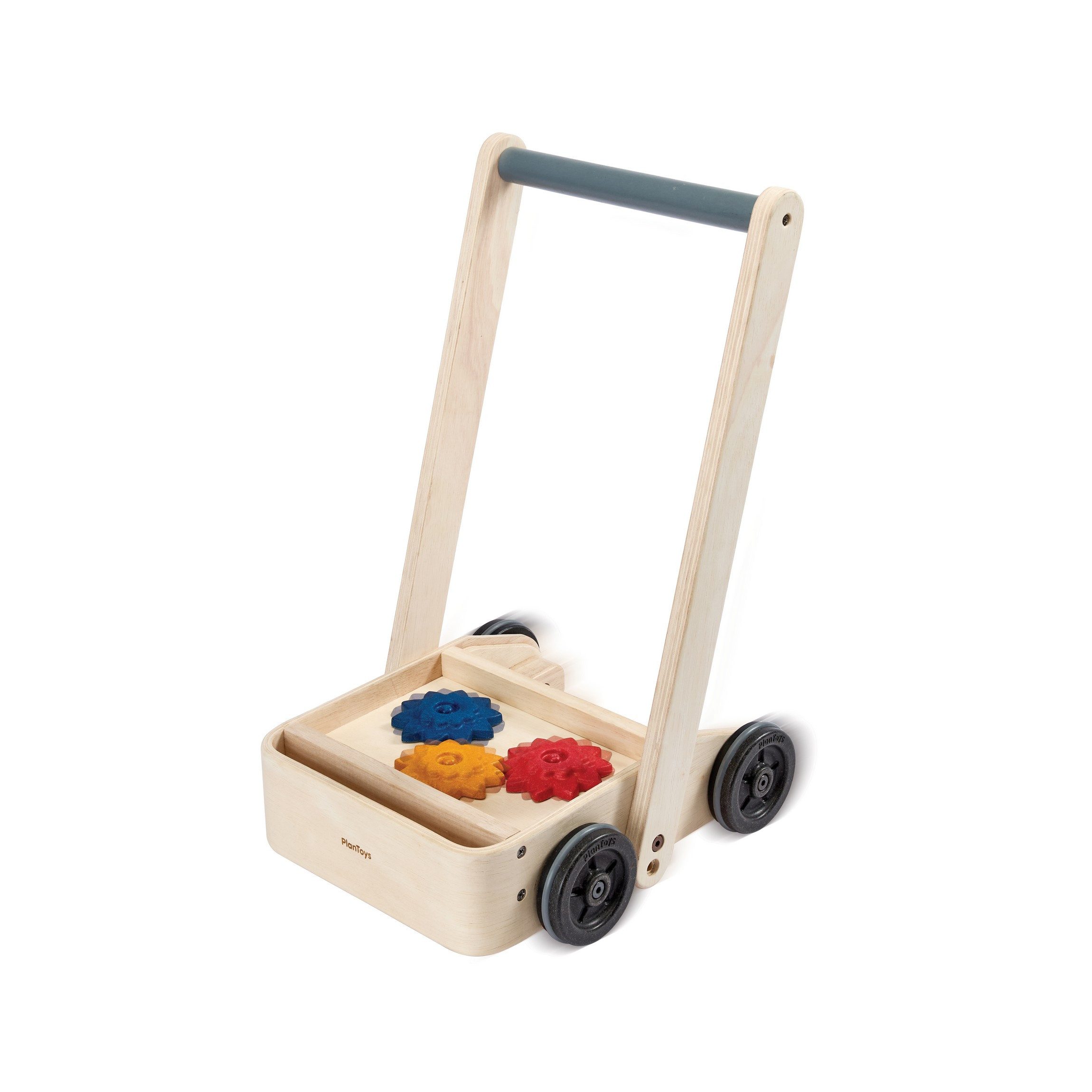 Plantoys Lauflernwagen PlanToys- Lauflernwagen Zahnräder 38x11,5x57 cm - 9m+, aus Holz