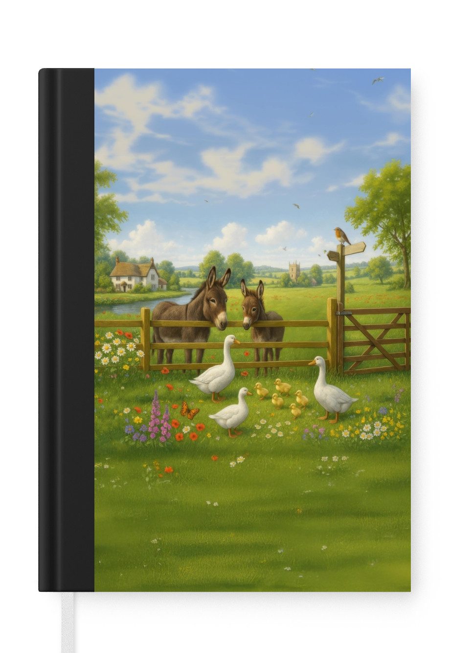 MuchoWow Notizbuch Esel - Gänse - Farbenfroh, Notebook, Notizblock a5, Tagebuch, Journal Liniert