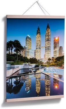Wall-Art Poster Petronas Towers Nacht, Gebäude (1 St), Poster ohne Bilderrahmen