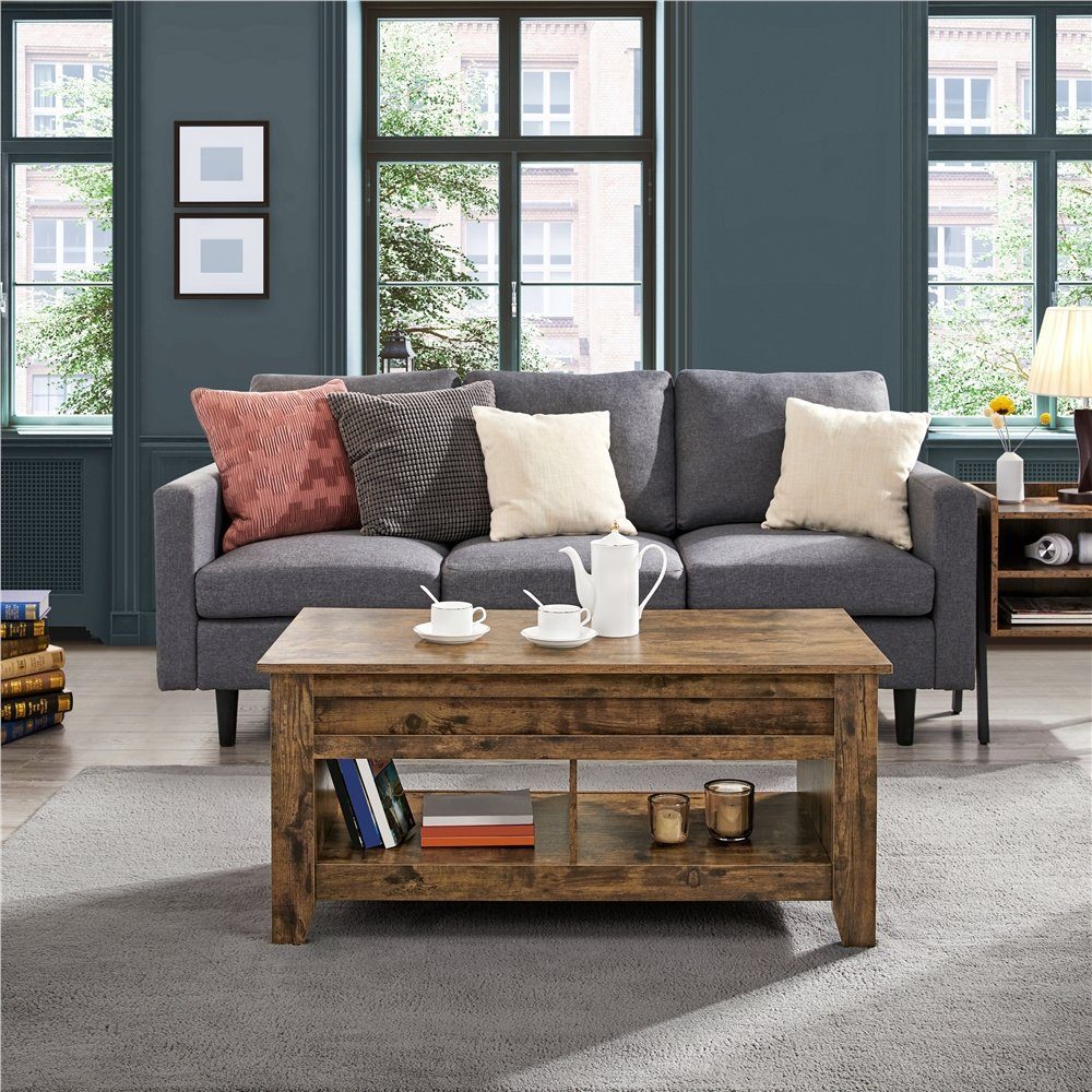 Yaheetech Couchtisch, Kaffeetisch Sofatisch mit Höhenverstellbarer Platte günstig online kaufen