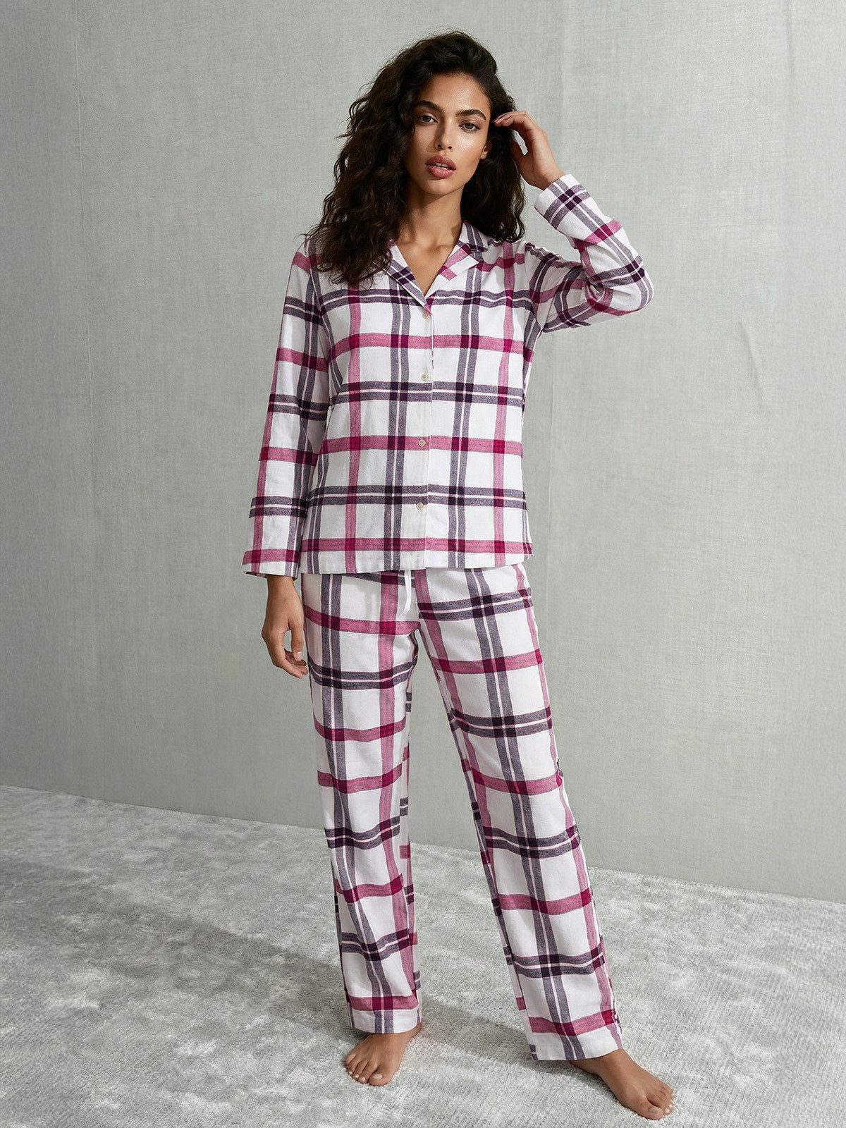 Pyjama Langarm Set Ruby Karo Schlafanzug