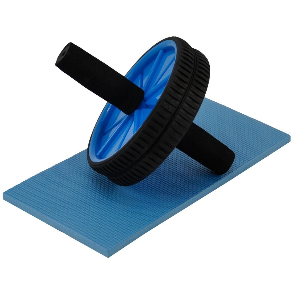 Systafex® Bauchtrainer Bauchtrainer Bauchroller Bauchmuskeltrainer inkl. Knieauflagematte (Bauchtrainer mit Knieauflagematter), gepolsterte Schaumstoffgriffe und platzsparend