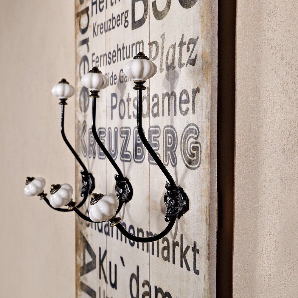 Mucola Garderobe Wandgarderobe Garderobenpaneel Wandpaneel weiß Haken Flurgarderobe (Stück, 1 St., Wandpaneel), Unkomplizierte Befestigung an der Wand