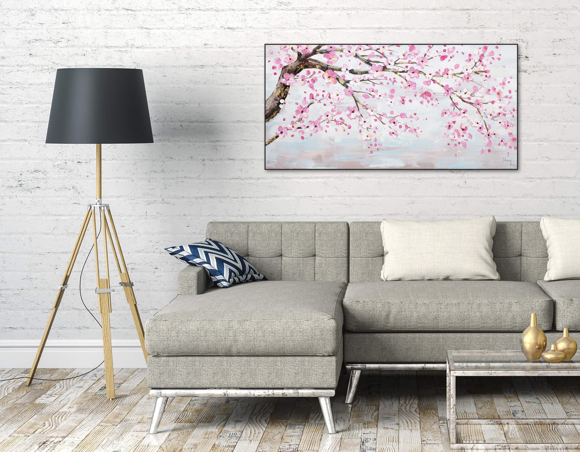 KUNSTLOFT Gemälde Ode an den cm, 120x60 Wohnzimmer Wandbild Frühling Leinwandbild 100% HANDGEMALT