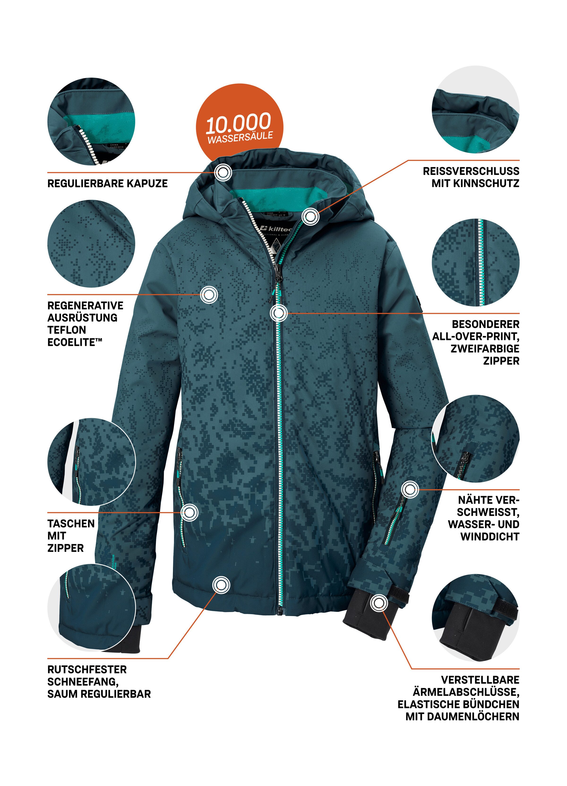 Killtec Skijacke KSW 204 BYS SKI JCKT Wind- und wasserdichte Ski-Jacke mit All-over-Print und Kapuze – Bild 5 von 5